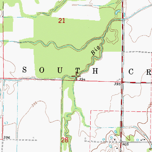 Topographic Map of Opossum Creek, IL