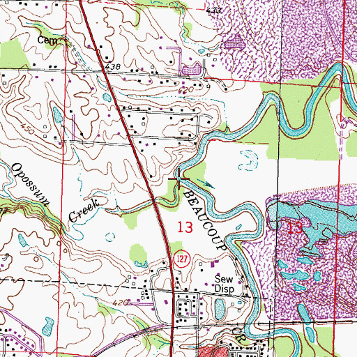 Topographic Map of Opossum Creek, IL