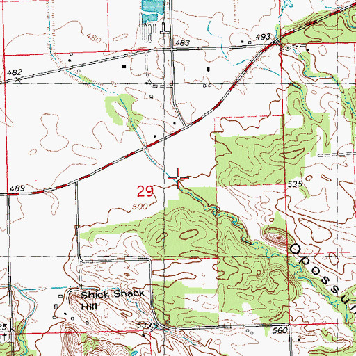Topographic Map of Opossum Hollow, IL