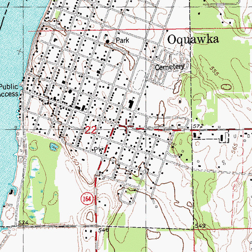 Topographic Map of Oquawka, IL