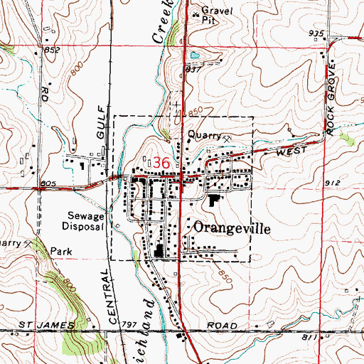 Topographic Map of Orangeville, IL