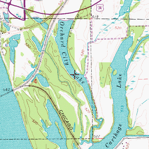 Topographic Map of Orchard City Lake, IL
