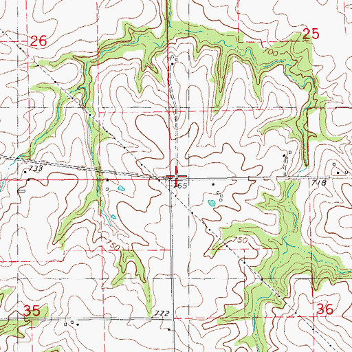 Topographic Map of Oregon School (historical), IL
