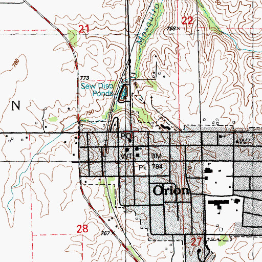 Topographic Map of Orion, IL