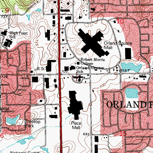 Topographic Map of Orland Center School, IL