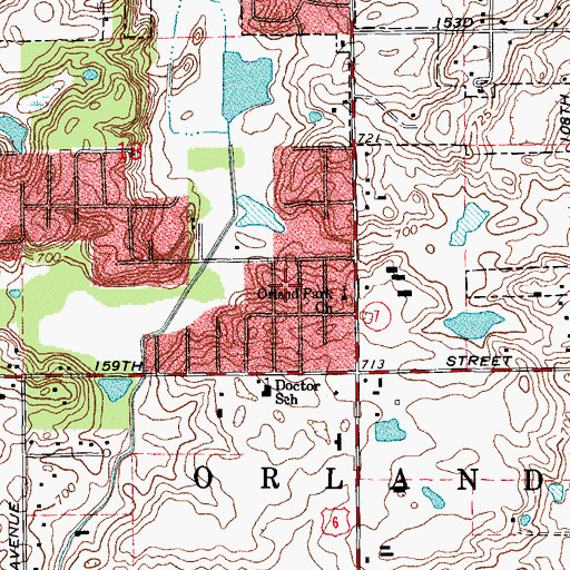 Topographic Map of Orland Park Church, IL