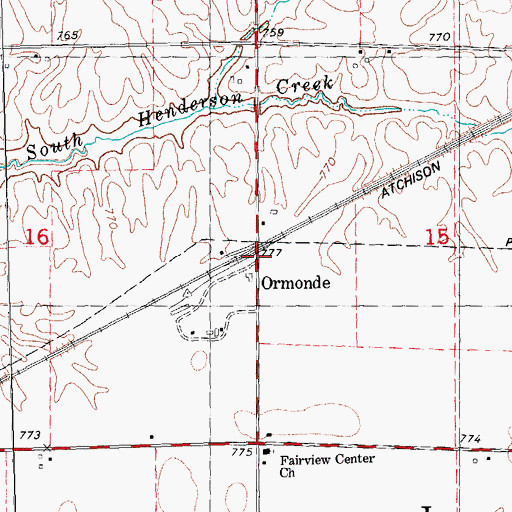 Topographic Map of Ormonde, IL