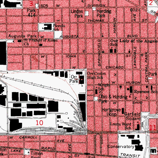Topographic Map of Orr Community Academy High School, IL