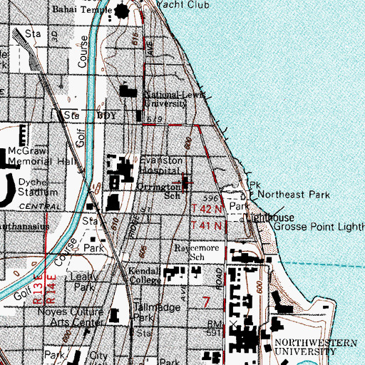 Topographic Map of Orrington Elementary School, IL