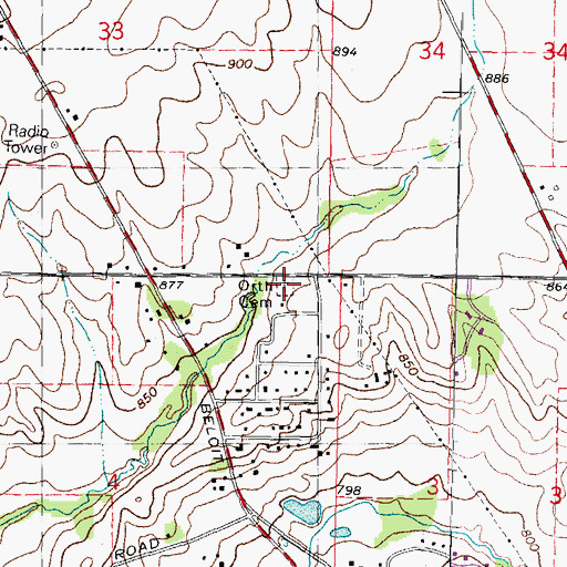 Topographic Map of Orth Cemetery, IL