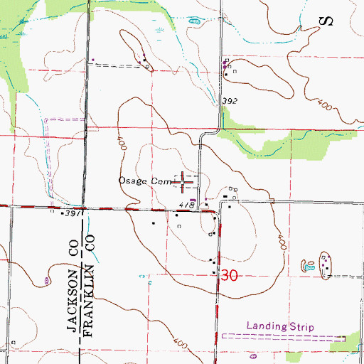 Topographic Map of Osage Cemetery, IL