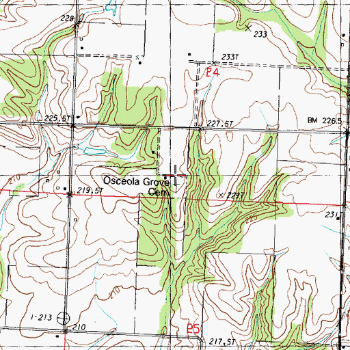 Topographic Map of Osceola Grove School (historical), IL