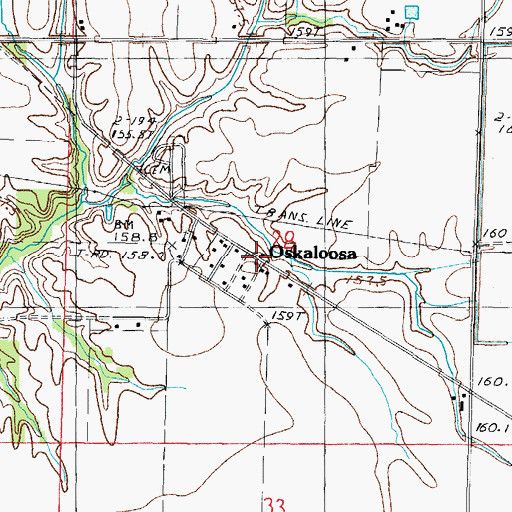 Topographic Map of Oskaloosa, IL