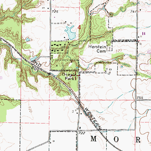 Topographic Map of Oakwood Park, IL