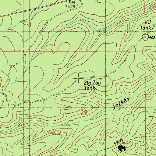 Topographic Map of Jersey Tank, AZ
