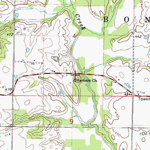 Topographic Map of Otterbein Church, IL