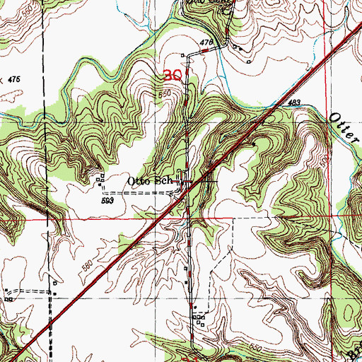 Topographic Map of Otto School (historical), IL