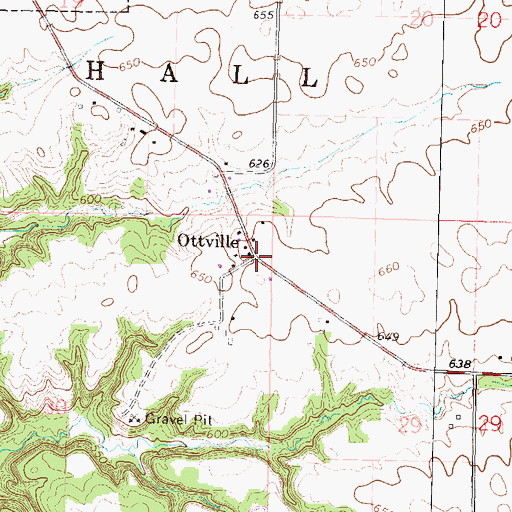 Topographic Map of Ottville, IL