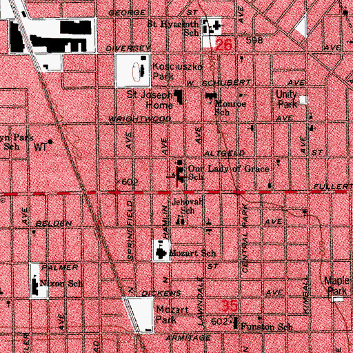 Topographic Map of Our Lady of Grace School, IL