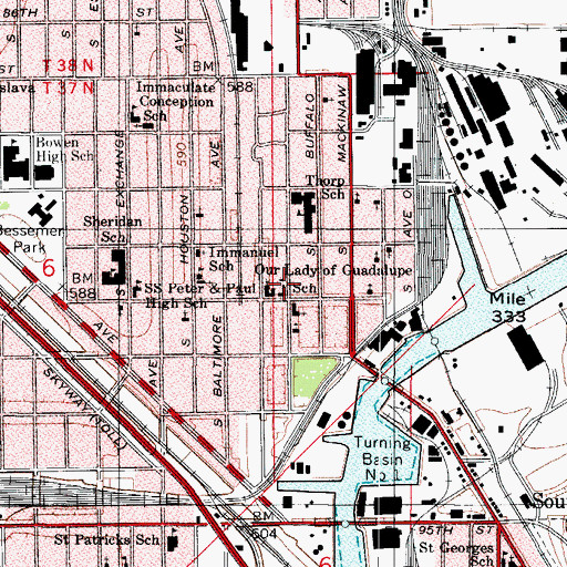Topographic Map of Our Lady of Guadalupe School, IL