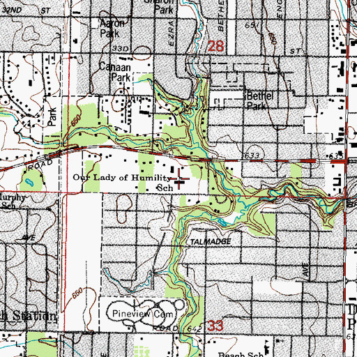 Topographic Map of Our Lady of Humility School, IL