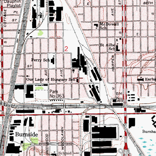 Topographic Map of Our Lady of Hungary School, IL