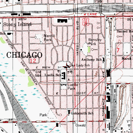 Topographic Map of Our Lady School, IL