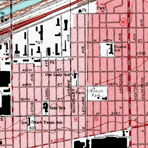 Topographic Map of Our Lady School, IL