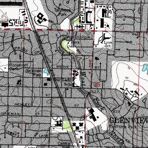 Topographic Map of Our Lady of Perpetual Help School, IL