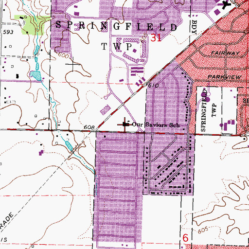 Topographic Map of Our Saviors School, IL