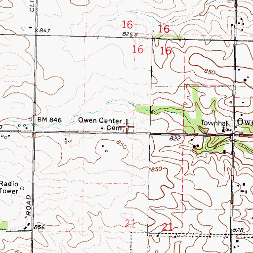 Topographic Map of Owen Center Cemetery, IL