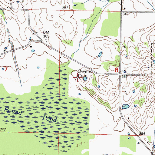 Topographic Map of Owens Cemetery, IL