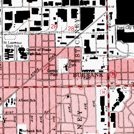 Topographic Map of Owens School, IL