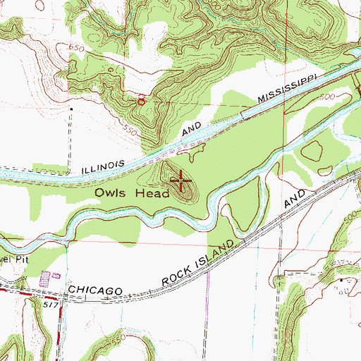 Topographic Map of Owls Head, IL