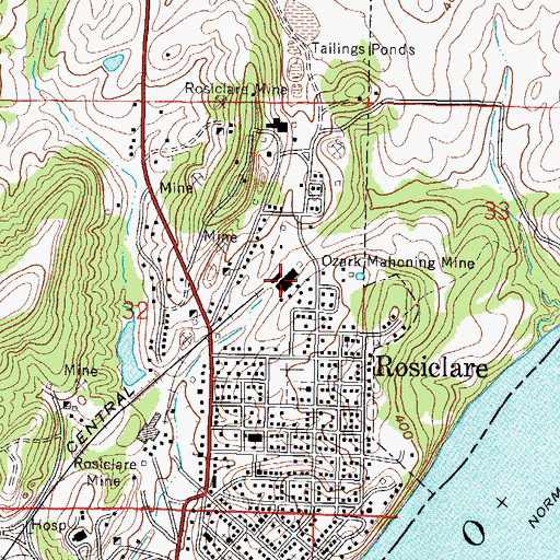 Topographic Map of Ozark Mahoning Mine, IL