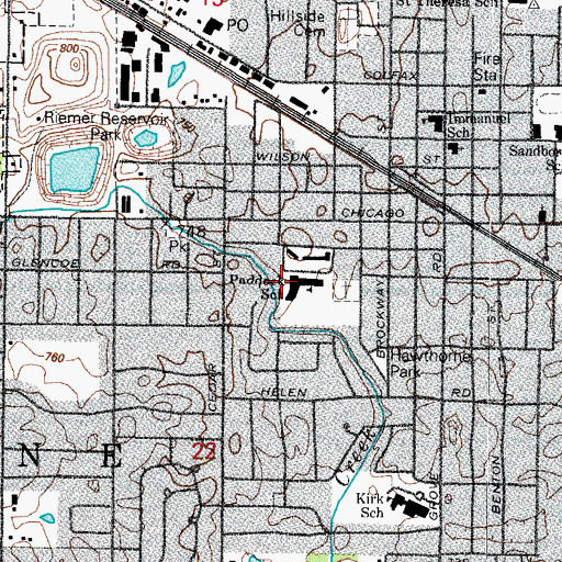 Topographic Map of Stuart R Paddock Elementary School, IL