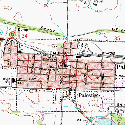 Topographic Map of Palestine, IL