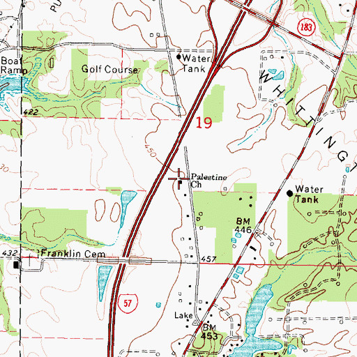 Topographic Map of Palestine Church, IL