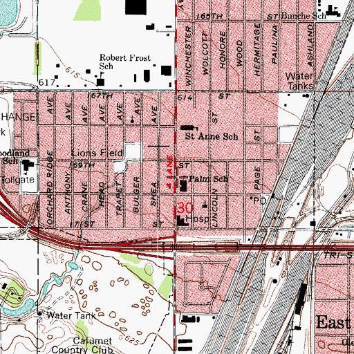 Topographic Map of Palm School, IL