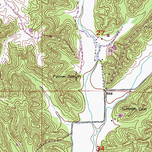 Topographic Map of Palmer Cemetery, IL