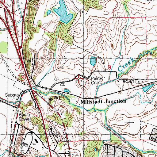 Topographic Map of Palmer Cemetery, IL