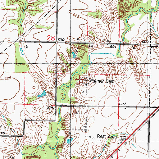 Topographic Map of Palmer Cemetery, IL