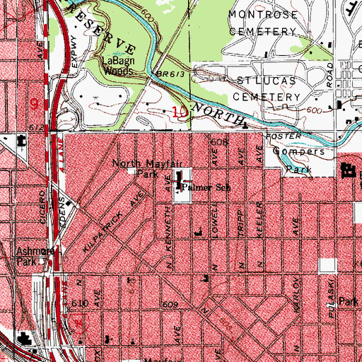 Topographic Map of Palmer Elementary School, IL