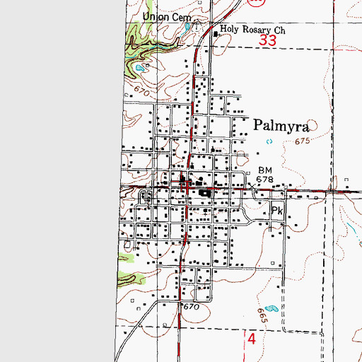 Topographic Map of Palmyra, IL