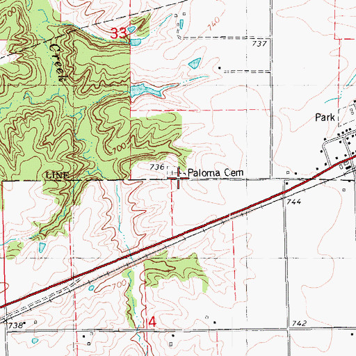 Topographic Map of Paloma Cemetery, IL