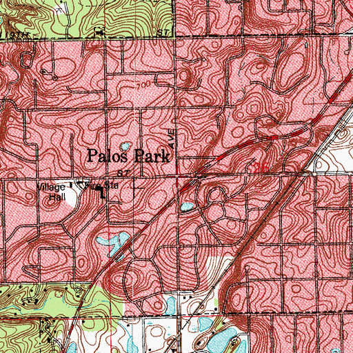 Topographic Map of Palos Park, IL