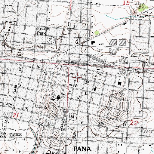 Topographic Map of Pana, IL