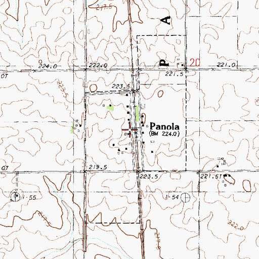 Topographic Map of Panola, IL