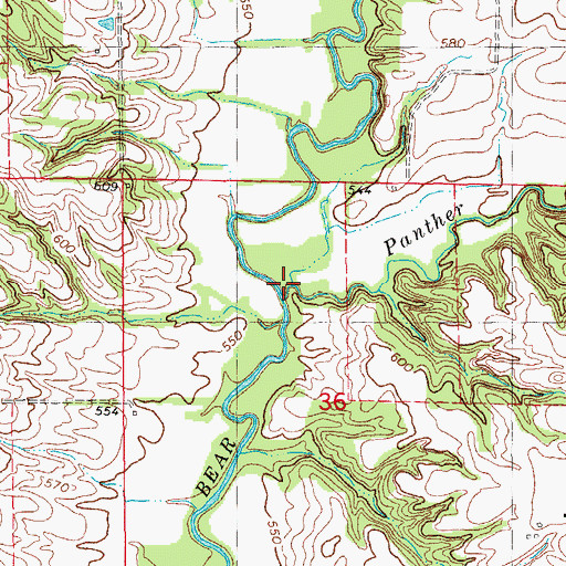 Topographic Map of Panther Creek, IL