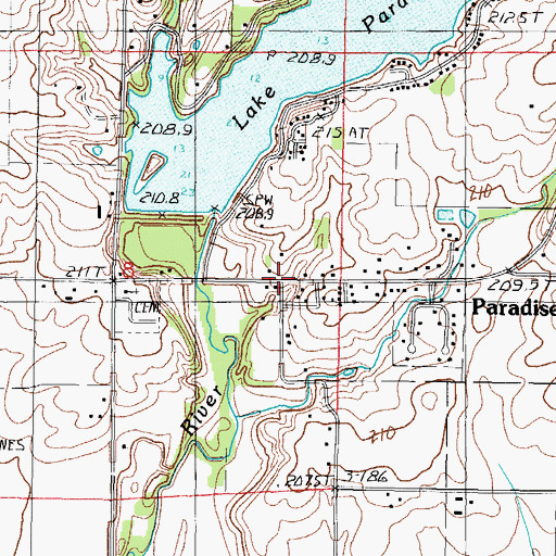 Topographic Map of Paradise, IL
